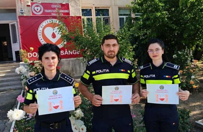 Gest exemplar al polițiștilor gorjeni: primii care au donat sânge pentru Georgiana!