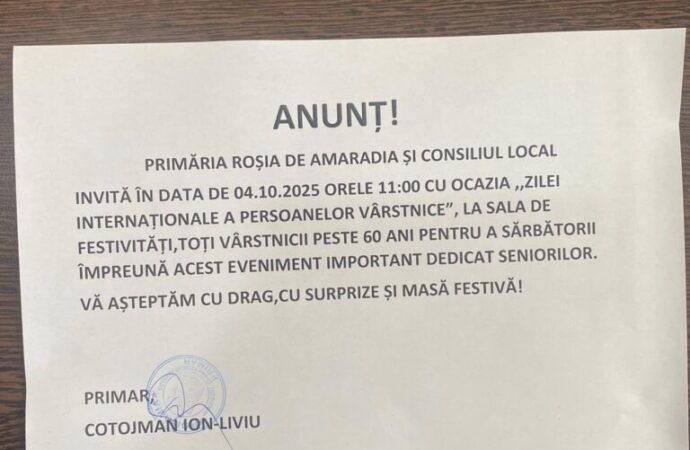 Ziua Seniorilor, sărbătorită la Roșia de Amaradia