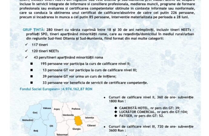 Formare gratuită și bani pentru tinerii din Bustuchin