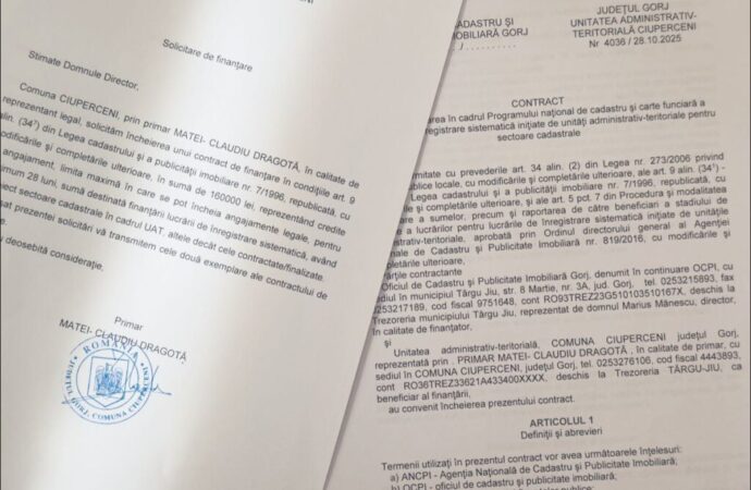 Comuna Ciuperceni obține o nouă finanțare pentru lucrările de cadastru