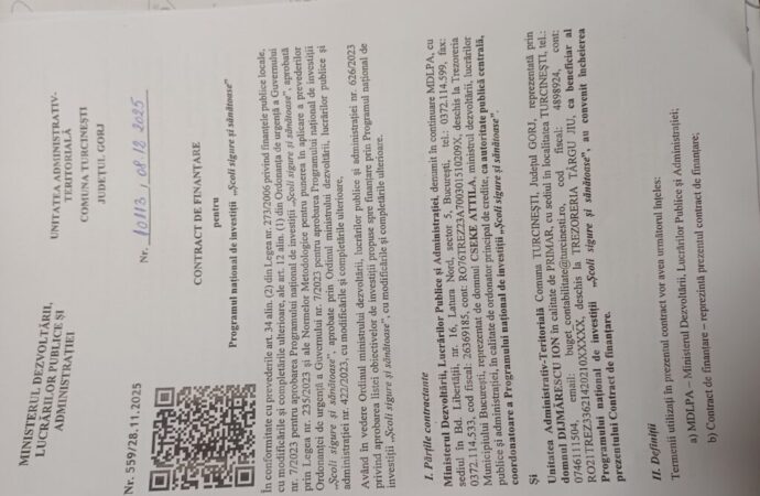 Investiție majoră pentru Școala „Grigore Geamănu” din Turcinești