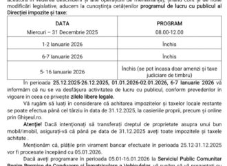 Programul Direcției de Impozite și Taxe Locale Târgu Jiu 4 Programul Direcției de Impozite și Taxe Locale Târgu Jiu